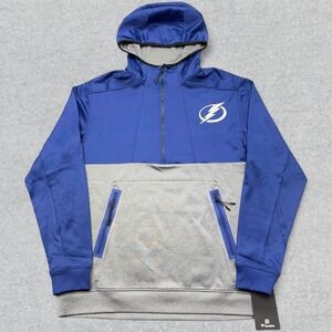 NEW Tampa Bay Lightning Hoodie Men's XL Blue Gray 1/4 Zip Pullover Fanatics NHL